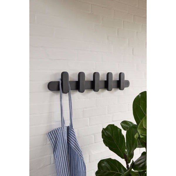 Černý nástěnný věšák z jasanového dřeva Merry - Hübsch-image-1
