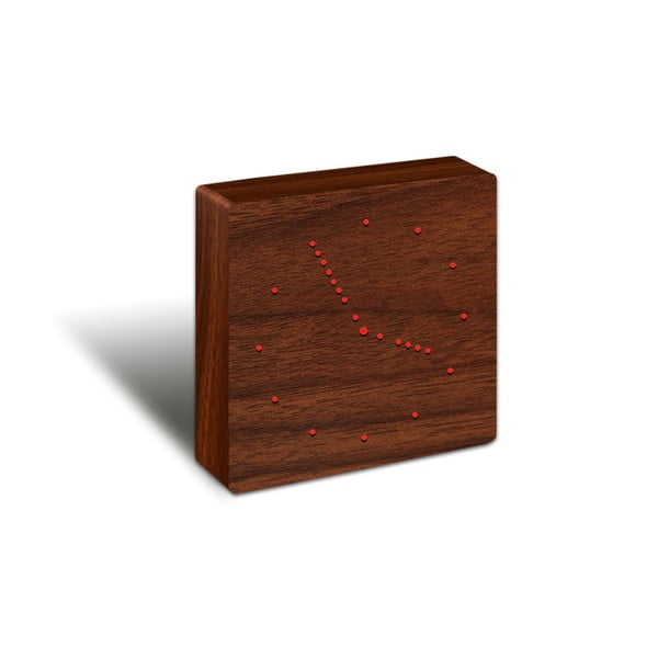 Hnědý budík s červeným LED displejem Gingko Analogue Click Clock