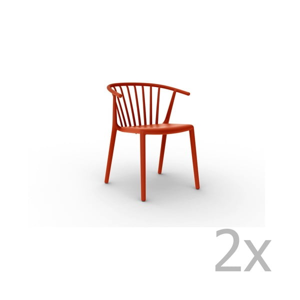 Sada 2 červených jídelních židlí Resol Woody