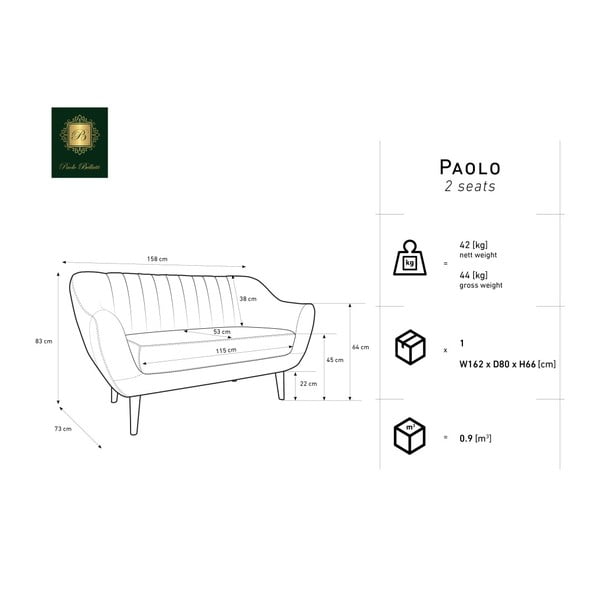 Modrá dvoumístná pohovka Mazzini Sofas Benito-image-3