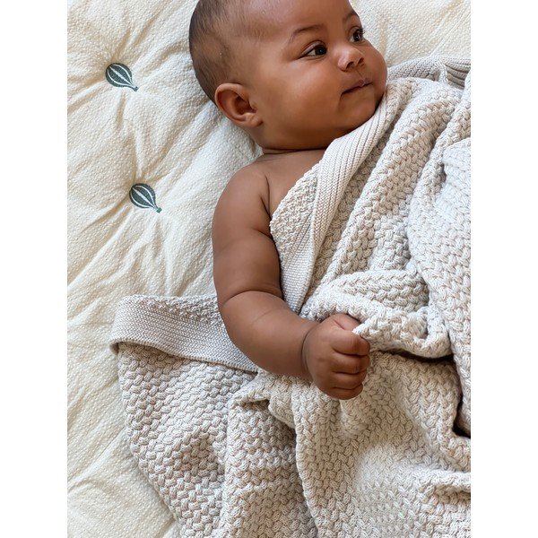 Světle žlutá/modrá prošívaná dětská deka z Bio bavlny 90x120 cm Balloon – Cam Cam Copenhagen-image-1