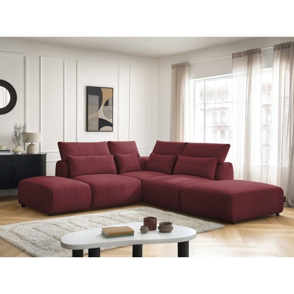 Červená polohovací modulární rohová pohovka Jana – Bobochic Paris-image-4