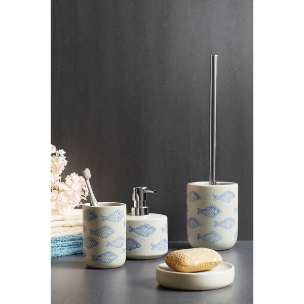 Modro-bílý keramický kelímek na kartáčky Wenko Aquamarin-image-1