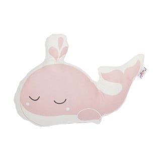 Růžový dětský polštářek s příměsí bavlny Mike & Co. NEW YORK Pillow Toy Whale, 35 x 24 cm