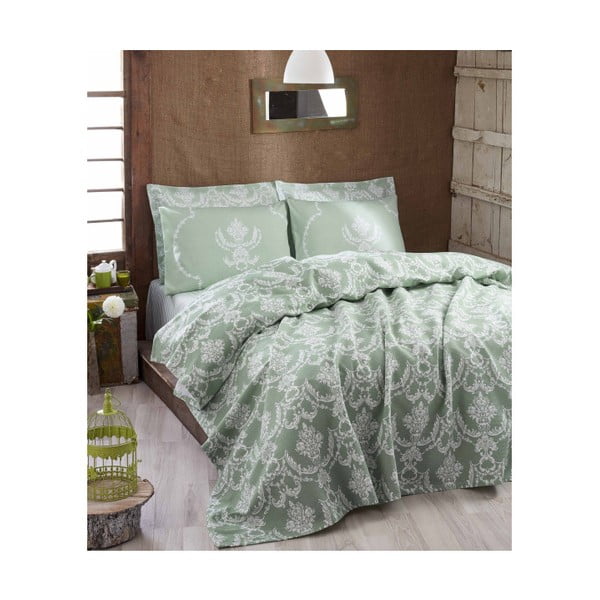 Lehký přehoz přes postel Pure Water Green, 200 x 235 cm