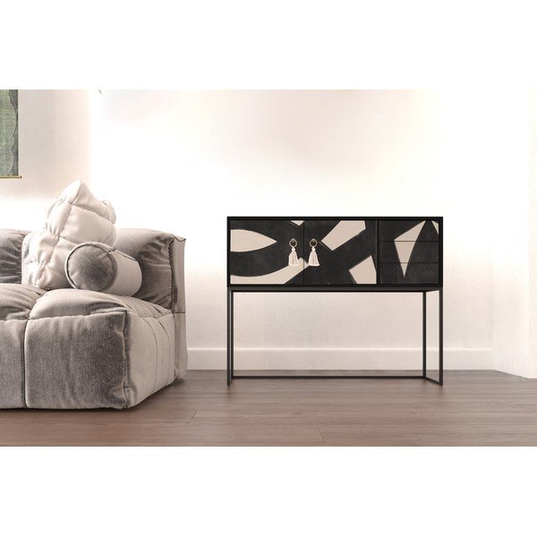 Černo-béžová nízká komoda 113x92 cm Freya – Really Nice Things-image-3