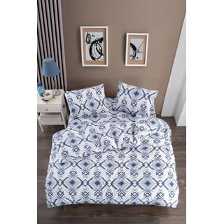 Bílo-modré povlečení na jednolůžko/prodloužené s prostěradlem/3dílné 160x220 cm Geometric – Mila Home