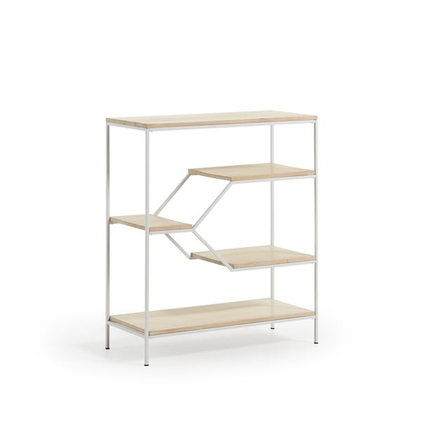 Menší bílá knihovna s policemi z mangového dřeva Kave Home Pyke-image-1