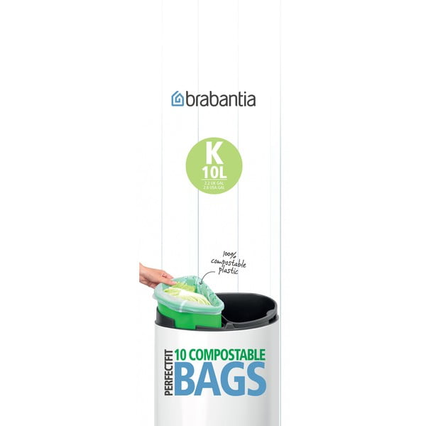 Kompostovatelné pytle na odpadky v sadě 10 ks 10 l PerfectFit K – Brabantia