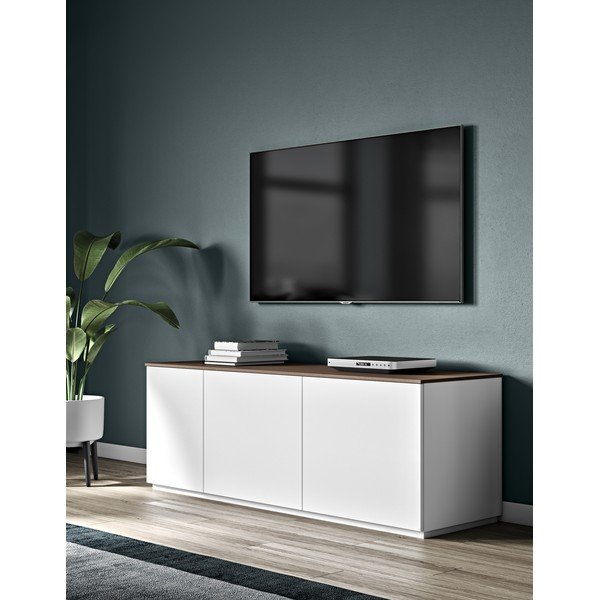 Bílá komoda s dvířky a deskou v ořechovém dekoru TemaHome Join, 160 x 57 cm-image-1