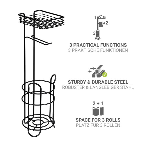 Černý ocelový stojan na toaletní papír – Wenko-image-2
