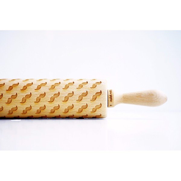 Dřevěný embosovaný váleček na těsto Valek Mustache-image-1