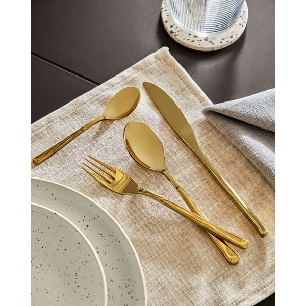 Nerezový příbor 16 ks ve zlaté barvě Lite – Kave Home-image-4