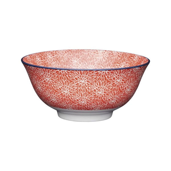 Červená keramická miska Kitchen Craft Floral, ø 16 cm