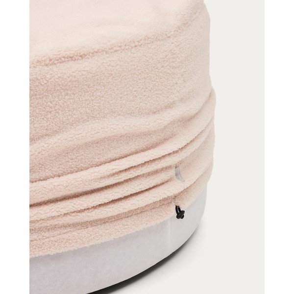 Světle růžový taburet z textilie bouclé Kaeli – Kave Home-image-3
