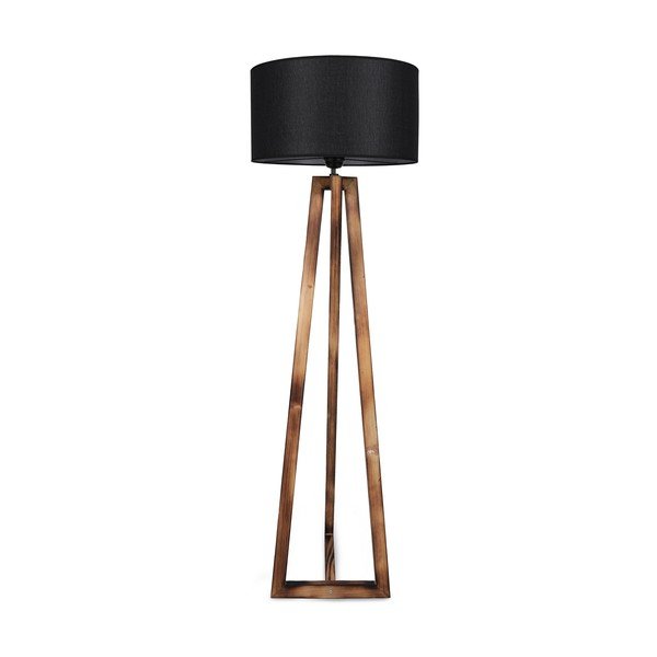 Černá/hnědá stojací lampa s textilním stínidlem (výška 149 cm) Maçka – Opviq lights-image-3