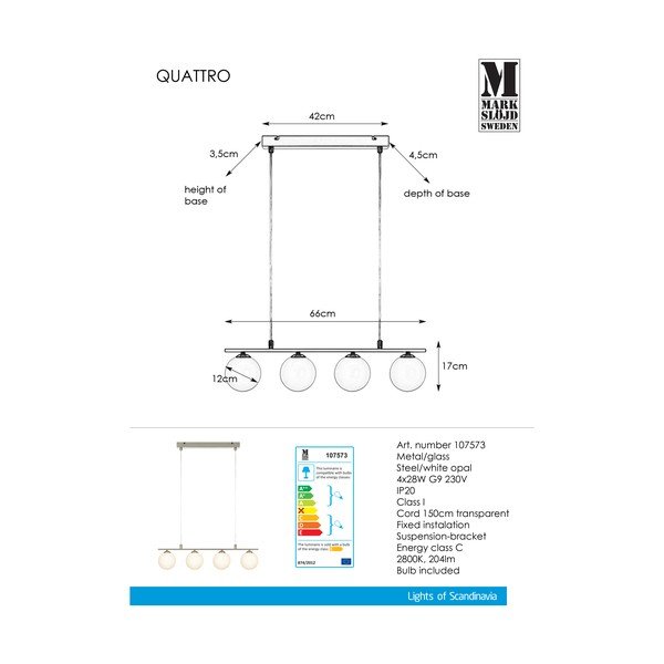Kovové závěsné svítidlo Markslöjd Quattro-image-3