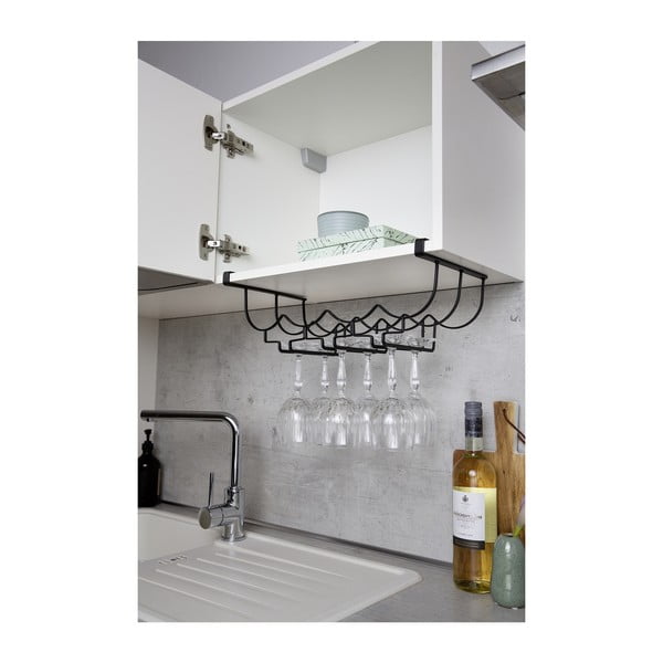 Černý kovový stojan pod poličku na skleničky Wenko-image-4