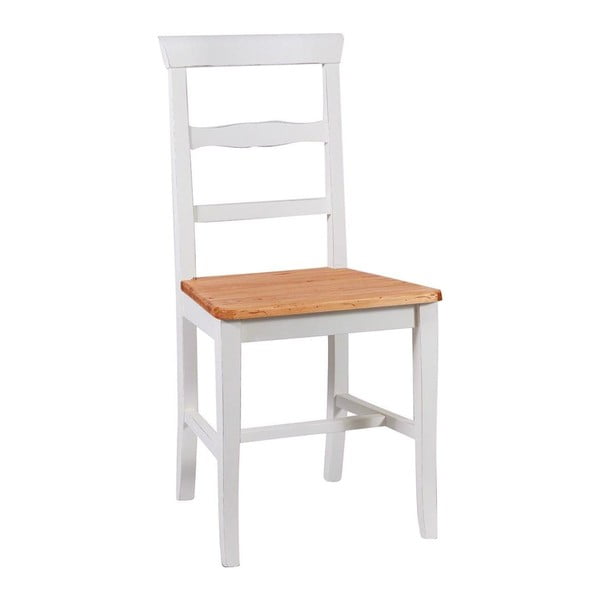 Bílá buková židle se světle hnědým sedákem Biscottini Addy