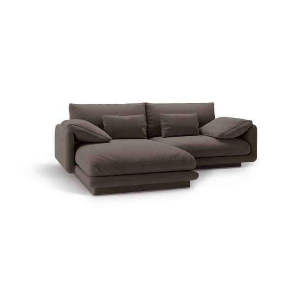 Hnědá sametová rohová pohovka (levý roh/s lenoškou) Torino – Micadoni -image-2