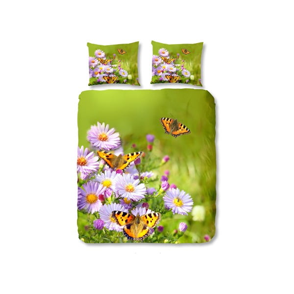 Zelené bavlněné povlečení Muller Textiels Butterfly, 240 x 200 cm