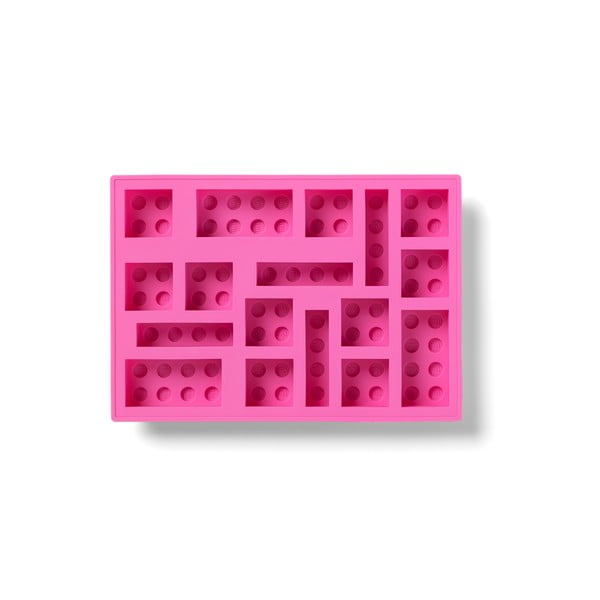 Růžová silikonová forma na led ve tvaru dílků LEGO®