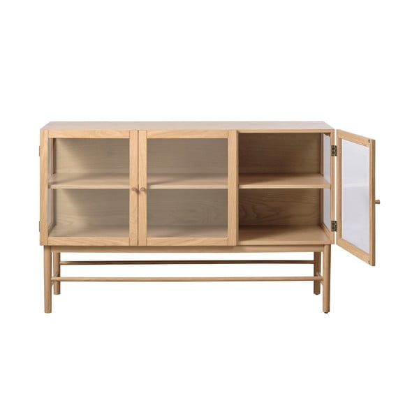 Vitrína z dubového dřeva v přírodní barvě 88x140 cm Elba – Unique Furniture-image-3