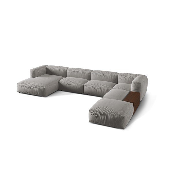 Světle šedá modulární rohová pohovka (pravý roh/do "U") Martina – Micadoni Home-image-1