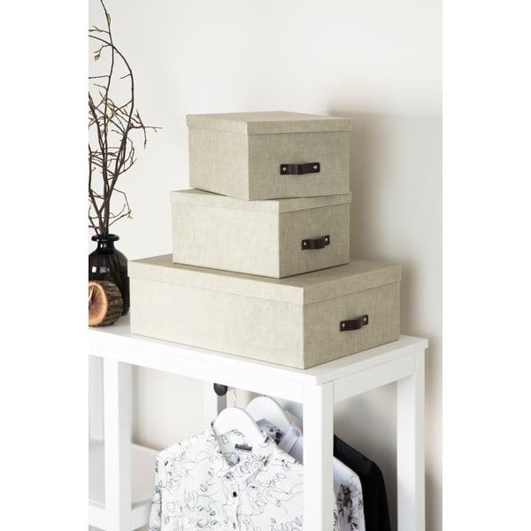Sada 3 béžových úložných krabic Bigso Box of Sweden Inge-image-3