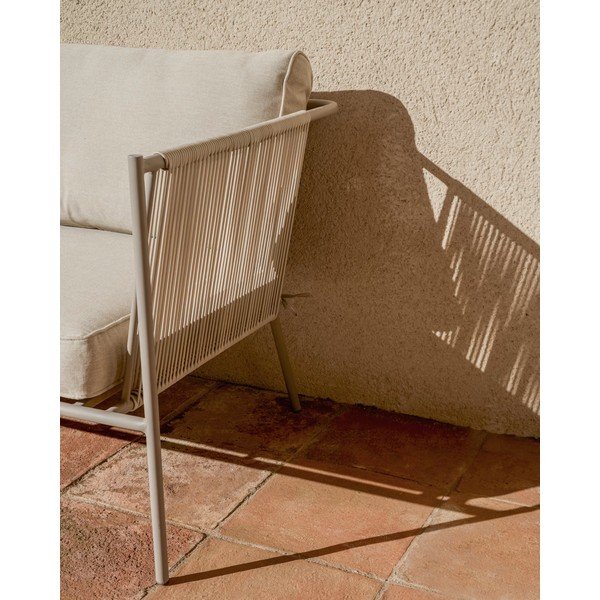 Krémové/taupe kovové/polstrované zahradní křeslo Zivia – Kave Home-image-3