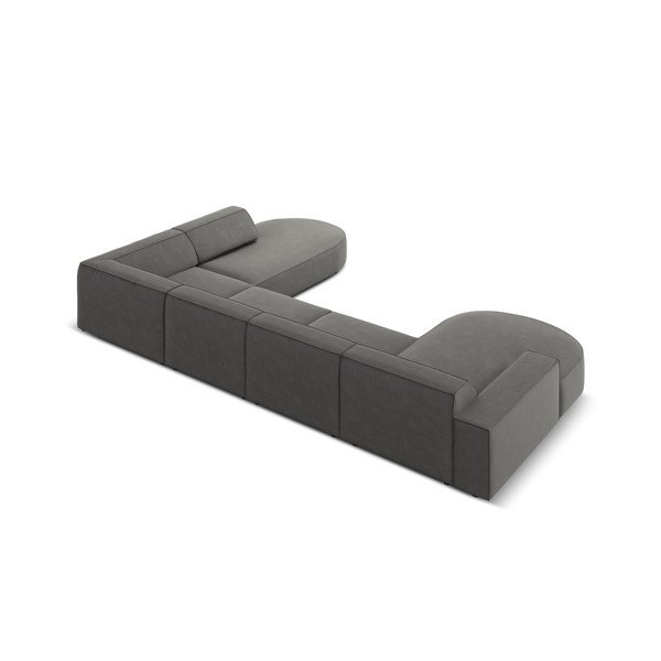 Šedá sametová rohová pohovka (pravý roh) Jodie - Micadoni Home-image-3