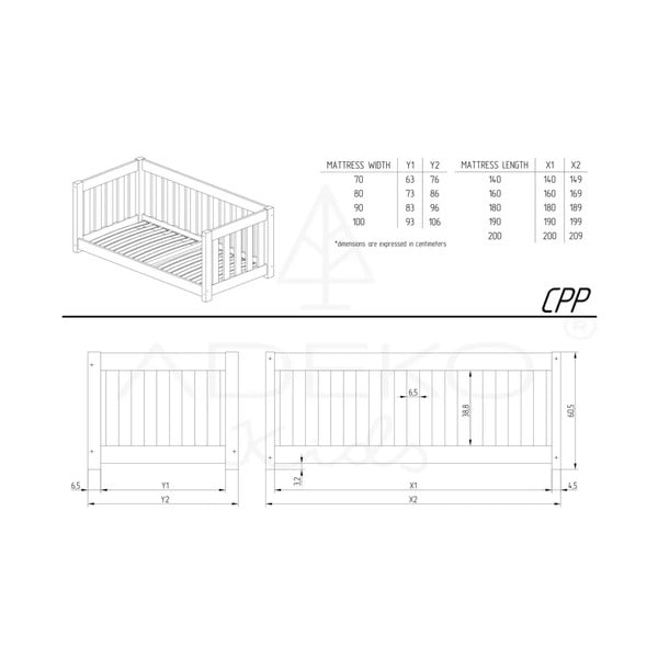 Dětská postel z borovicového dřeva v přírodní barvě 90x190 cm CPP – Adeko-image-3