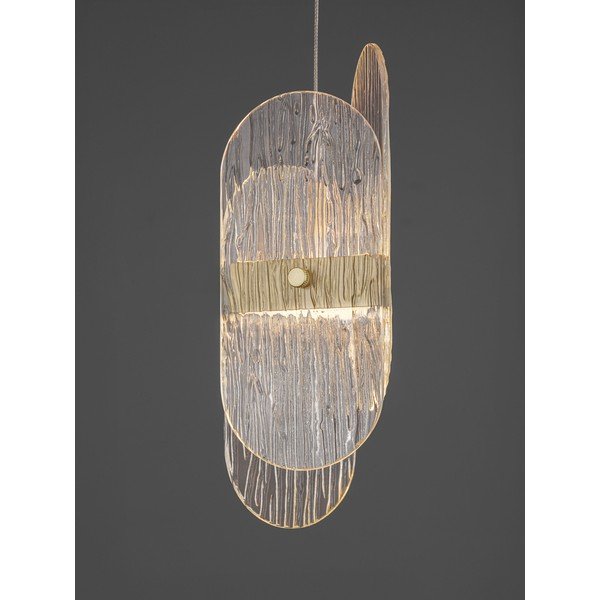Kovové LED stmívatelné závěsné svítidlo v mosazné barvě se skleněným stínidlem ø 32 cm Lucien – Nova Luce-image-2