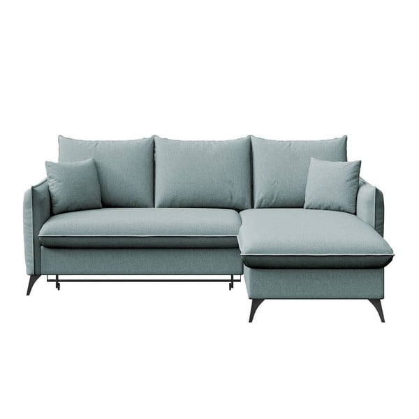 Světle modrá rozkládací/s úložným prostorem rohová pohovka (pravý roh/s lenoškou) Brim – Rodier