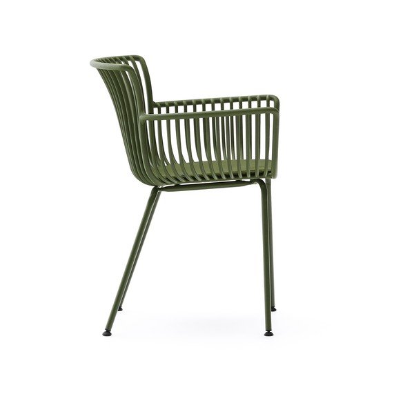 Tmavě zelená kovová zahradní židle Surpika – Kave Home-image-3