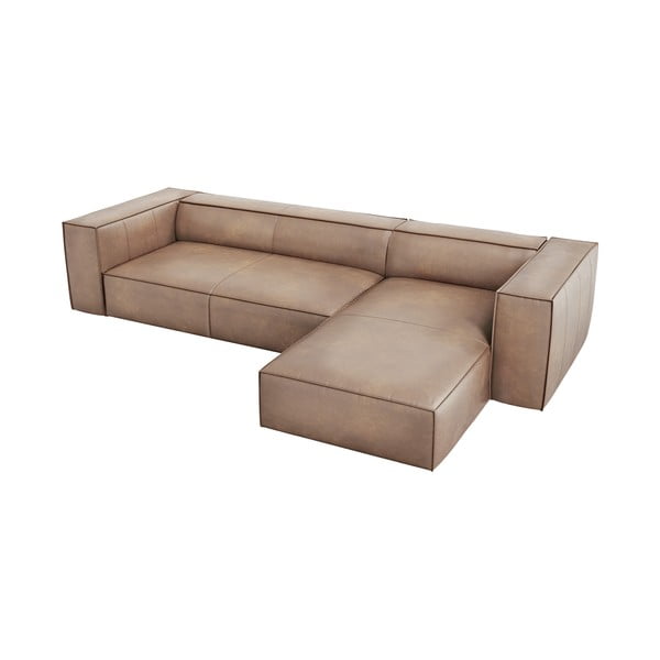 Světle hnědá kožená rohová pohovka (pravý roh) Madame – Windsor & Co Sofas-image-3