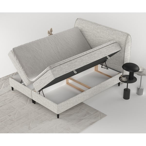 Světle šedá boxspring postel s úložným prostorem 140x200 cm Melba – Maison de Rêve-image-3