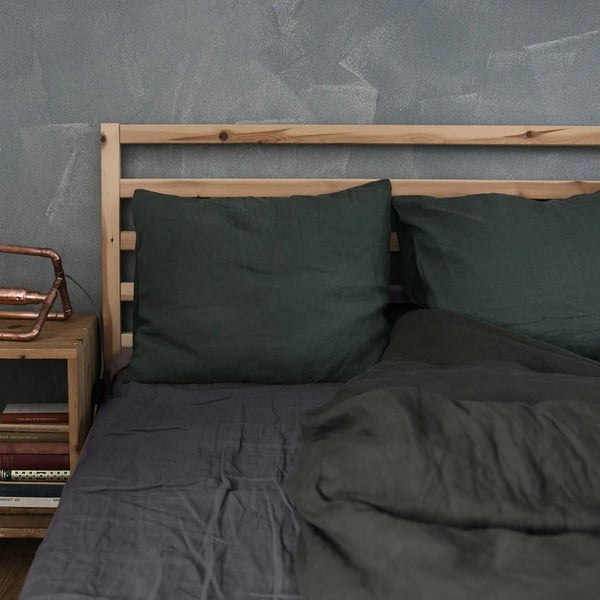 Tmavě šedé lněné elastické prostěradlo Linen Tales, 180 x 200 cm-image-1