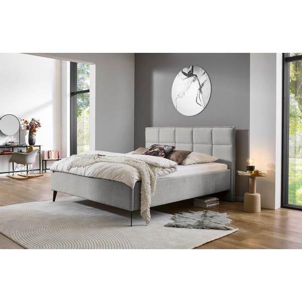 Světle šedá čalouněná dvoulůžková postel bez roštu 180x200 cm Paulo – Meise Möbel-image-1