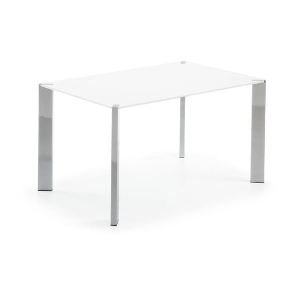 Jídelní stůl Corner, 140x90cm, chromované nohy/sklo