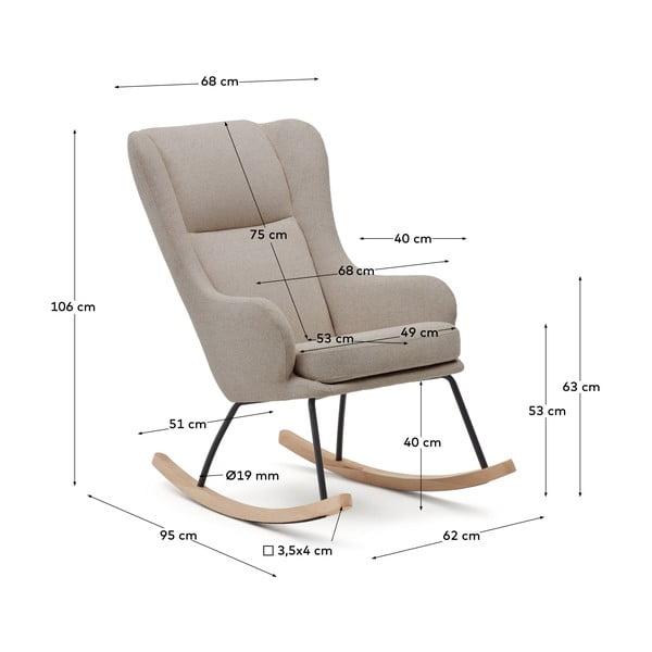 Béžové houpací křeslo z textilie bouclé Maustin – Kave Home-image-4