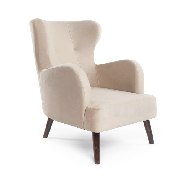 Béžové sametové křeslo ušák Noemye – Bonami Selection