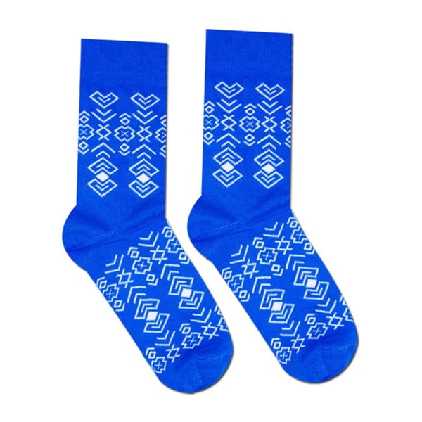 Modré bavlněné ponožky HestySocks Geometry, vel. 35-38