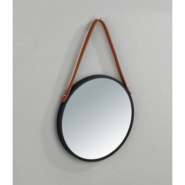 Černé závěsné zrcadlo Wenko Borrone, ø 40 cm-image-1