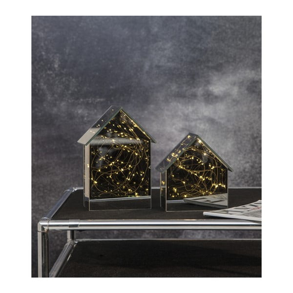 Skleněná LED dekorace Best Season Mirror House, výška 20 cm-image-3