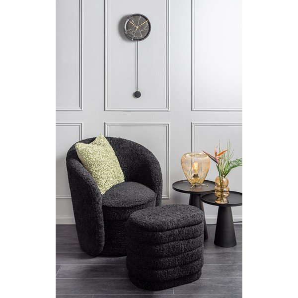 Černé křeslo z textilie bouclé Cuddly  – Leitmotiv-image-1