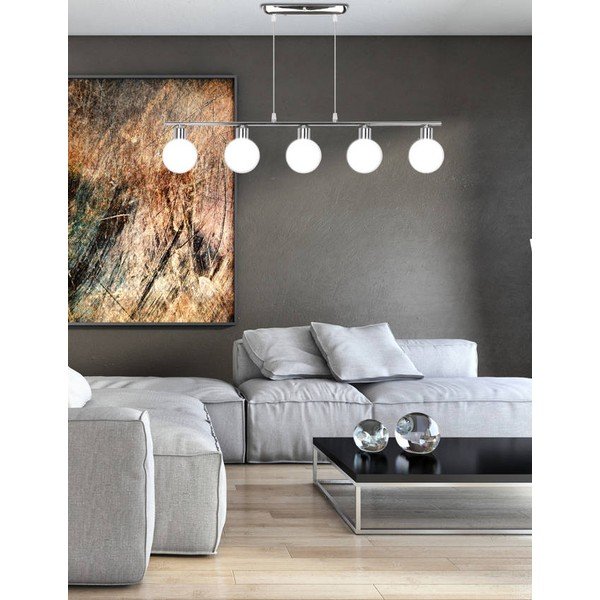 Závěsné svítidlo ve stříbrné barvě se skleněným stínidlem 10x82 cm Oden – Candellux Lighting-image-3