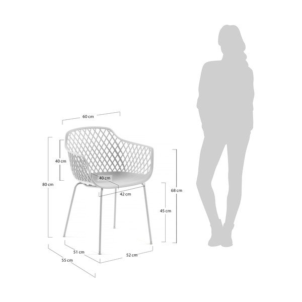 Bílá kovová zahradní židle Quinn – Kave Home-image-1