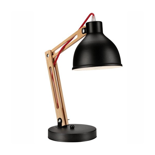Černo-hnědá stolní lampa s kovovým stínidlem (výška 44 cm) Marcello – LAMKUR