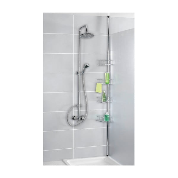 Rohová teleskopická koupelnová polička z nerezové oceli v leskle stříbrné barvě Dolcedo – Wenko-image-2